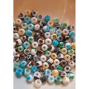 100 pc Mixed Splotted Glass Beads 4mm